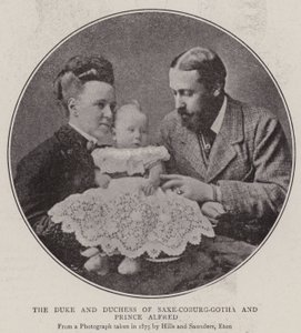 Hertugen og hertuginden af Sachsen-Coburg-Gotha og prins Alfred af English Photographer