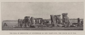 Monoliternes fald ved Stonehenge nytårsaften, cirklen som den var af English Photographer