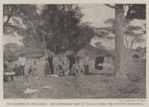 Kampene i Gambia, guvernørlejren ved Bullal under straffeekspeditionen af English Photographer