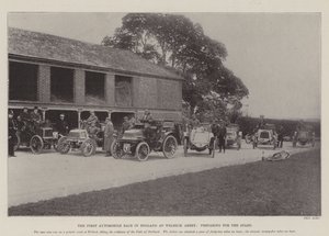 Det første billøb i England i Welbeck Abbey, forberedelse til starten af English Photographer