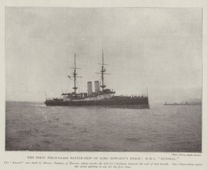Det første førsteklasses slagskib fra kong Edwards regeringstid, HMS Russell af English Photographer