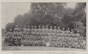 De første indiske tropper udvalgt til tjeneste i Kina, No 3 Company, Queens Own Madras Sappers and Miners af English Photographer
