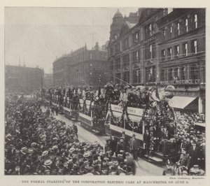 Den formelle start af Corporation Electric Cars i Manchester den 6. juni af English Photographer