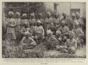 Grænseproblemerne i Indien, oberst Warburton og en gruppe af Afridi-afgifter af English Photographer