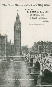 The Great Westminster Clock, Big Ben, lavet af E Dent und Co Ltd af English Photographer