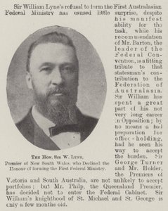 Den ærede Sir W Lyne, Premier i New South Wales, som afviste æren af at danne det første føderale ministerium af English Photographer