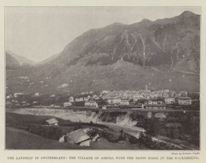 Jordskred i Schweiz, landsbyen Airolo, med Sasso Rosso i baggrunden af English Photographer