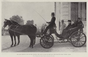 De seneste portrætter af hr. og fru Gladstone, når de skal starte til deres daglige køretur fra Chateau Thorenc, Cannes af English Photographer