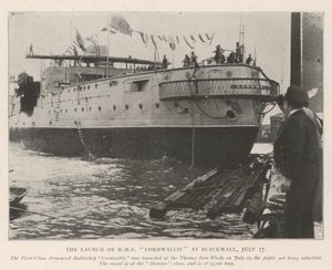 Lanceringen af HMS Cornwallis i Blackwall den 17. juli af English Photographer