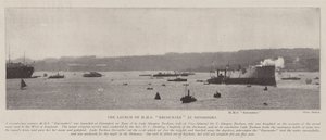 Lanceringen af HMS Encounter i Devonport af English Photographer