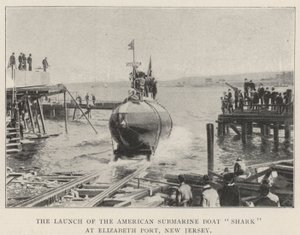 Lanceringen af den amerikanske ubådsbådshaj i Elizabeth Port, New Jersey af English Photographer