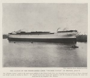 Lanceringen af Union-Castle Liner Walmer Castle i Belfast, 6. juli af English Photographer