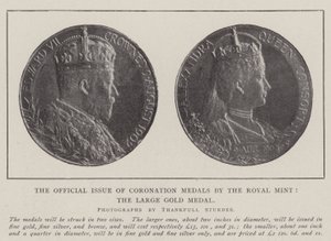 Den officielle udgave af kroningsmedaljer af den kongelige mønt, den store guldmedalje af English Photographer