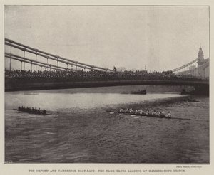 Oxford og Cambridge Boat-Race, Dark Blues førende ved Hammersmith Bridge af English Photographer