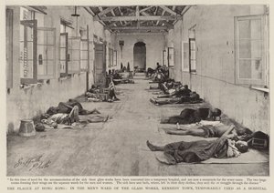 Pesten i Hong Kong, i Mens Ward of the Glass Works, Kennedy Town, midlertidigt brugt som hospital af English Photographer