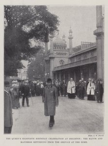 Dronningens 80-års fødselsdagsfejring i Brighton, borgmesteren og borgmesterinden vender tilbage fra gudstjenesten ved Dome af English Photographer
