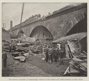Jernbanekatastrofen i Birmingham, vraget af London og North-Western Express Train af English Photographer