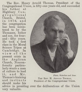 Præst H Arnold Thomas, formand for Menighedsforbundet af English Photographer