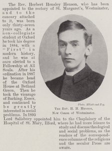 Reverend H H Henson, New Canon of Westminster af English Photographer
