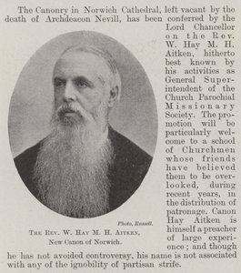 Pastor W Hay M H Aitken, ny kanon fra Norwich af English Photographer