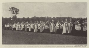 Den romersk-katolske fejring af det trettende århundrede for St. Augustines landgang ved Ebbsfleet, processionen til mindehøjtideligheden af English Photographer