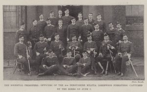 Roodeval-fangerne, officerer fra 4. Derbyshire Militia (Sherwood Foresters) taget til fange af boerne den 7. juni af English Photographer