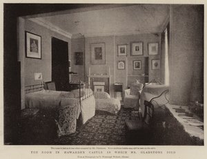 Værelset i Hawarden Castle, hvor hr. Gladstone døde af English Photographer