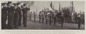 Det kongelige besøg i det vestlige England, kongernes ankomst til Britannia Royal Naval Colleges grund, 7. marts af English Photographer
