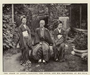 Scenen i Japan, Danjuro, skuespilleren og hans døtre i hans villa af English Photographer