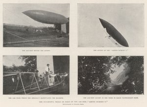 De vellykkede forsøg i Paris af luftskibet Santos Dumont V af English Photographer