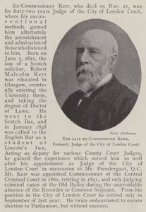 Den afdøde eks-kommissær Kerr, tidligere dommer ved City of London Court af English Photographer