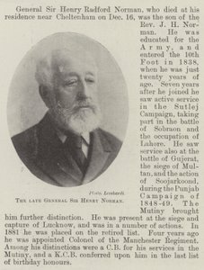 Den afdøde general Sir Henry Norman af English Photographer