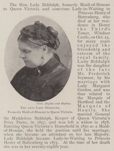 Den afdøde Lady Biddulph, tidligere Maid-of-Honour for dronning Victoria af English Photographer
