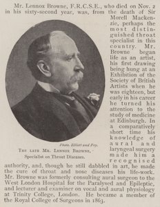 Afdøde hr. Lennox Browne, specialist i halssygdomme af English Photographer