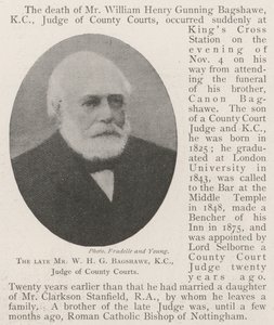 Den afdøde hr. W H G Bagshawe, KC, dommer ved County Courts af English Photographer