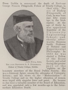 Afdøde professor G F Fitzgerald, Fellow ved Trinity College, Dublin af English Photographer