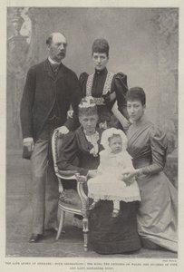 Den afdøde dronning af Danmark, fire generationer, kongen, prinsessen af Wales, hertuginden af Fife og Lady Alexandra Duff af English Photographer