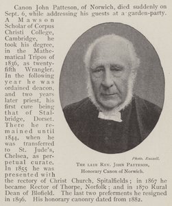 Den afdøde pastor John Patteson, æreskanon af Norwich af English Photographer