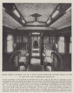 Tredjeklasses frokostbil på et West Coast Corridor Express-tog fra L og NW og Caledonian Railways af English Photographer