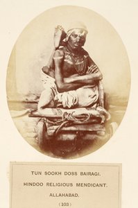 Tun Sookh Doss Bairago, Hindu Religious Mendicant, Allahabad, fra The People of India, af J. Forbes Watson, udgivet 1868 (albummet tryk) af English Photographer