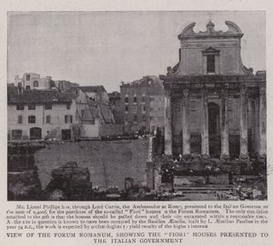 Udsigt over Forum Romanum, der viser Fiori-husene præsenteret for den italienske regering af English Photographer