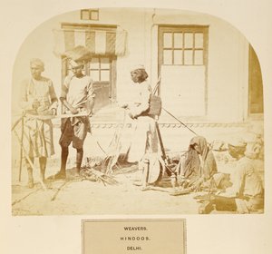 Weavers, Hindoos, Delhi, fra The People of India, af J. Forbes Watson, udgivet 1868 (albummetryk) af English Photographer