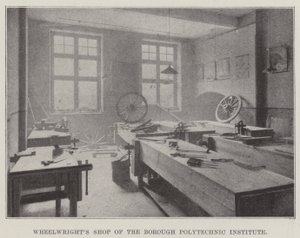 Radmacherwerkstatt des Borough Polytechnic Institute von English Photographer
