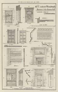 16th Century Woodwork, illustreret fra Haddon Hall (gravering) af English School