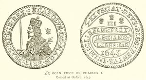 3 £ guldstykke af Charles I af English School