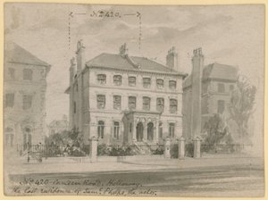 420 Camden Road, Holloway, den sidste bolig for Samuel Phelps, skuespilleren (wc på papir) af English School