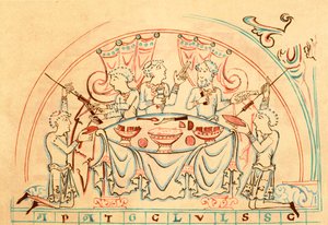 A Banquet (farvelitografi) af English School