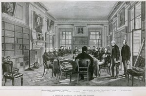 Et kabinetsråd i Downing Street 10 af English School