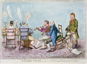A Country Concert, or an Evenings Entertainment in Sussex, udgivet af Hannah Humphrey i 1798 (håndfarvet radering) af English School