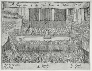 En beskrivelse af High Court of Justice (The Trial of Charles I), 1600-tallet af English School